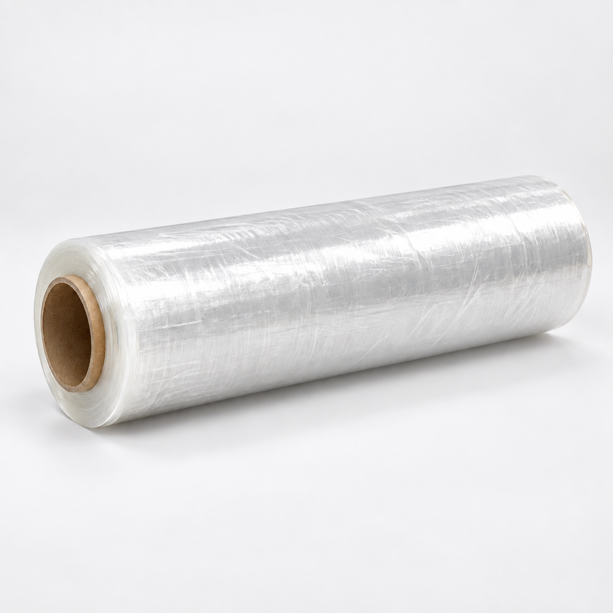 Clear cast pre-stretched hand pallet wrap roll on a cardboard core