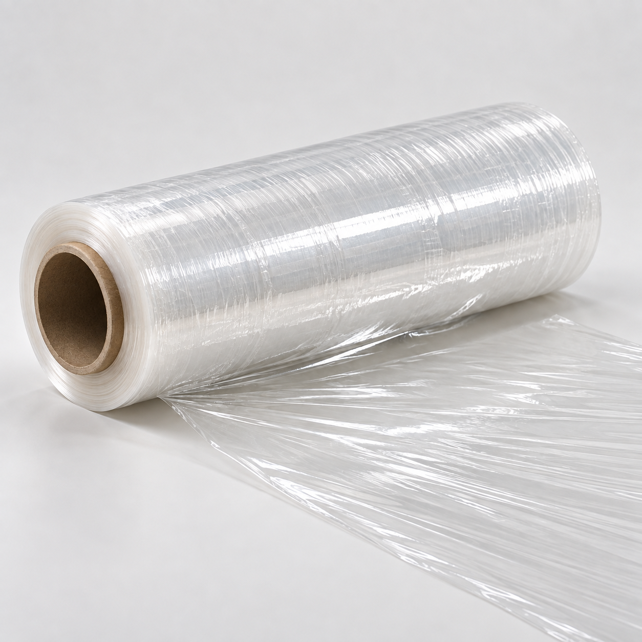 Clear cast pre-stretched hand pallet wrap roll on a cardboard core