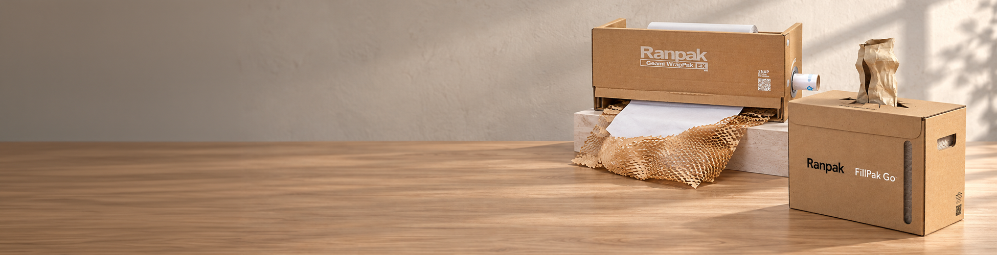 Ranpak Geami EX Mini and FillPak Go paper packaging dispensers